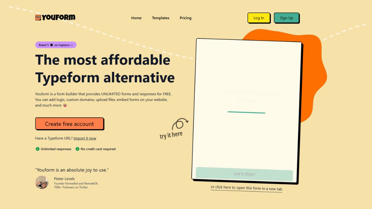 Gestión de pedidos de repostería con formulario tipo Youform